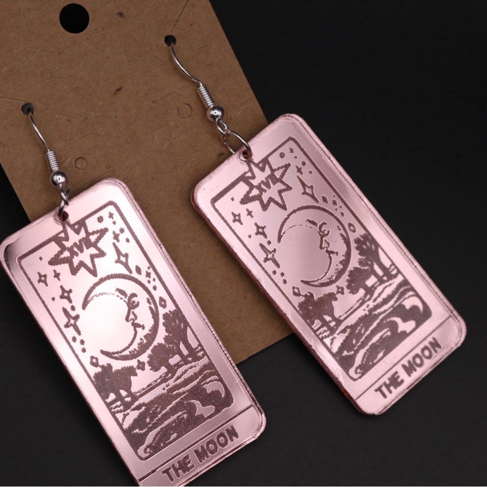 The Moon Tarot Card Style Earrings